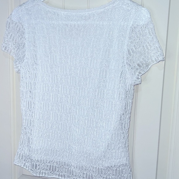 White Crochet sparkly Blouse Emma James L - Picture 4 of 4